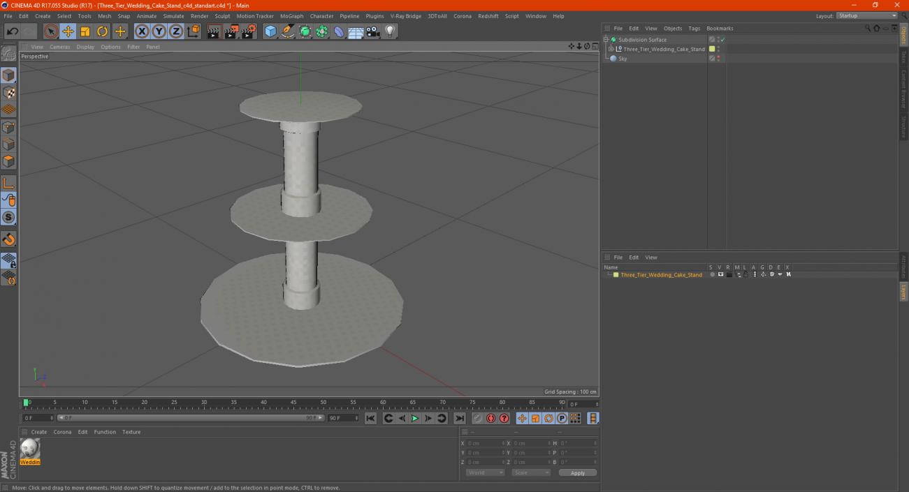 Three Tier Wedding Cake Stand 3D model