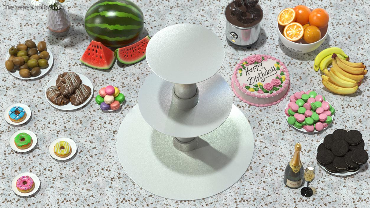 Three Tier Wedding Cake Stand 3D model