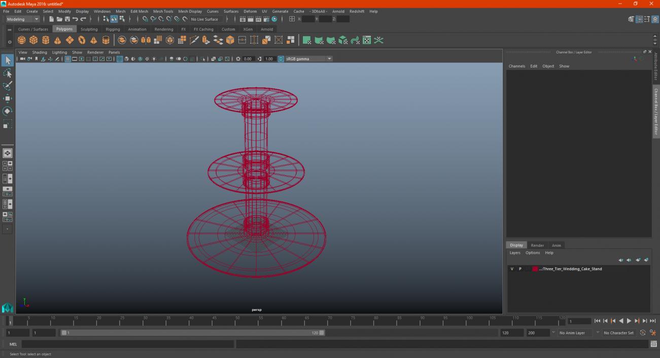 Three Tier Wedding Cake Stand 3D model