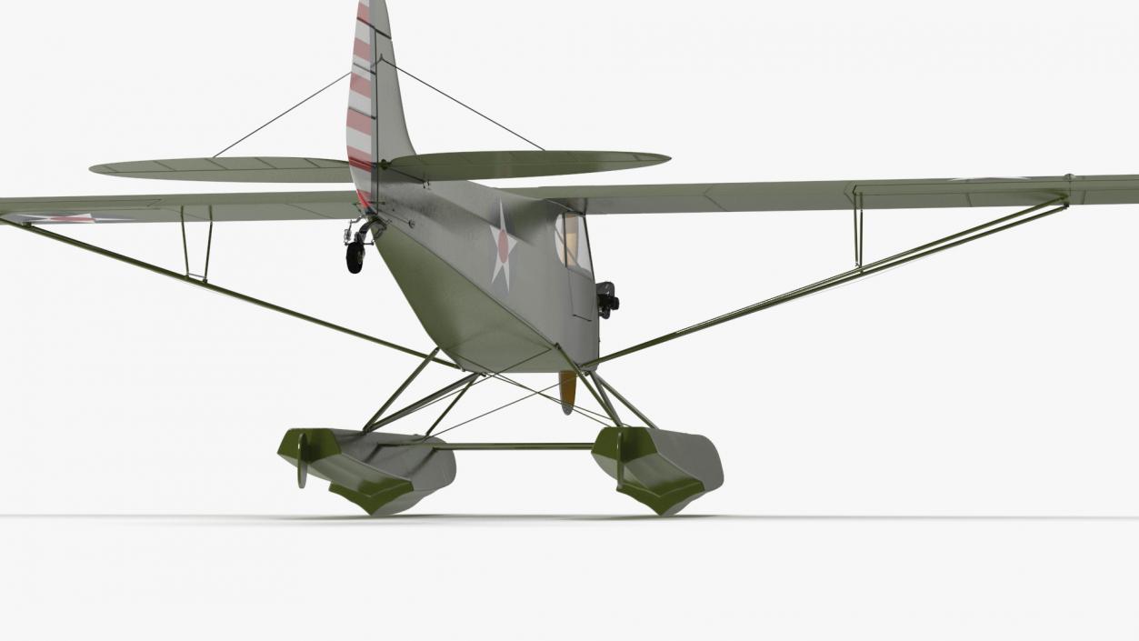 3D model Piper J-3 Cub Light Aircraft with Floats