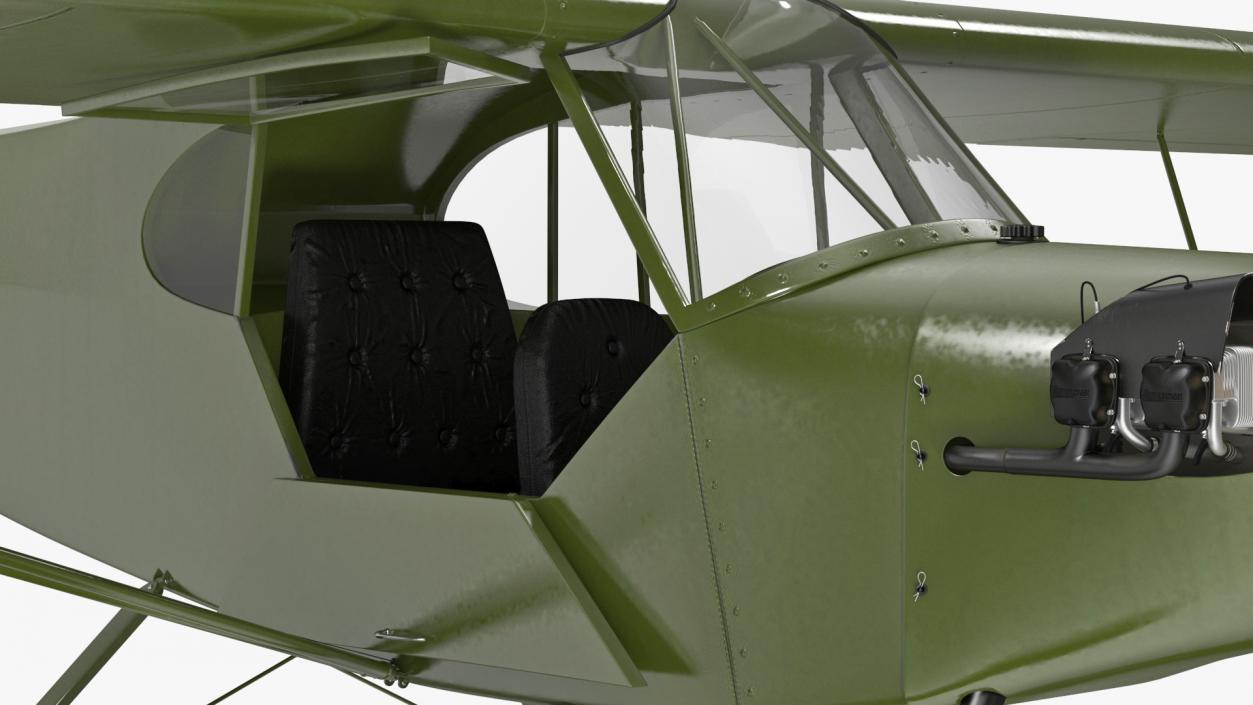 3D model Piper J-3 Cub Light Aircraft with Floats