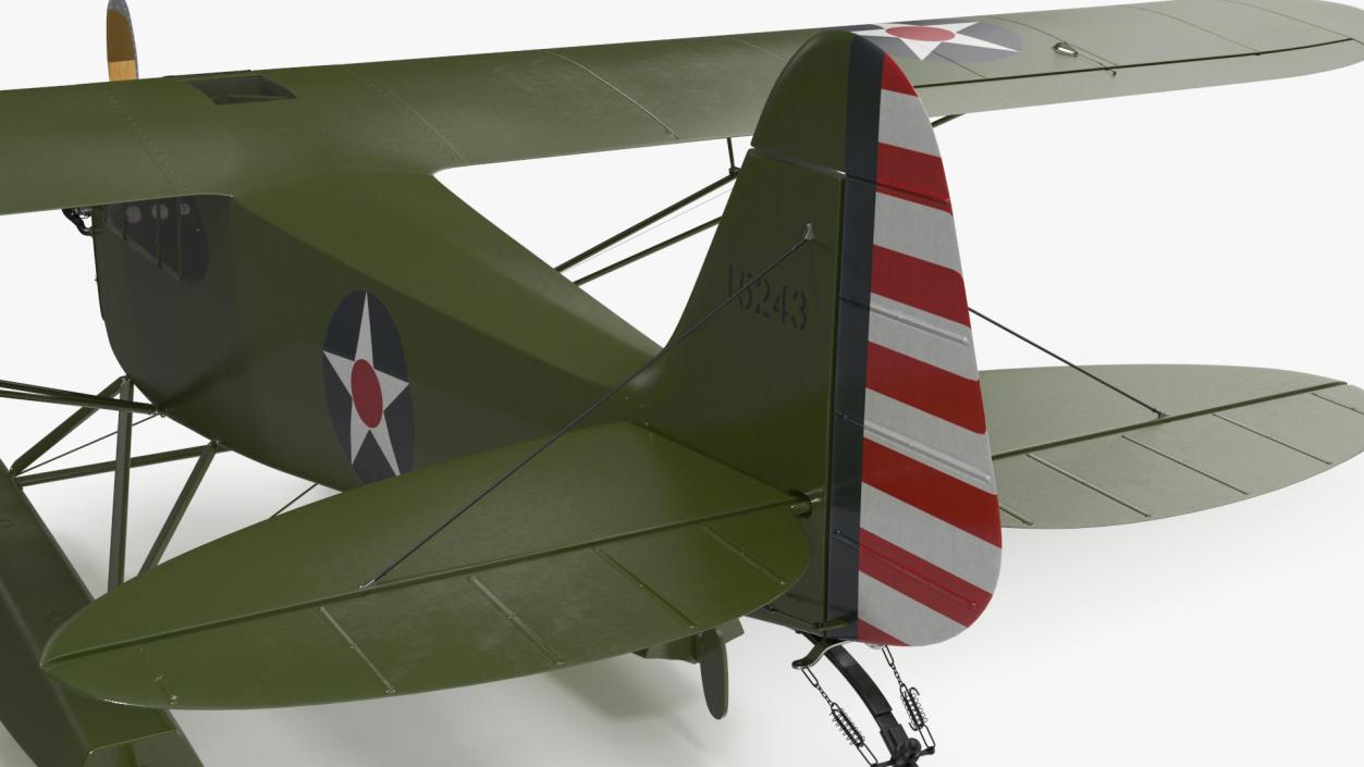 3D model Piper J-3 Cub Light Aircraft with Floats