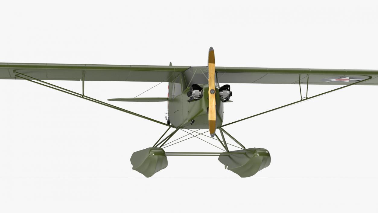 3D model Piper J-3 Cub Light Aircraft with Floats