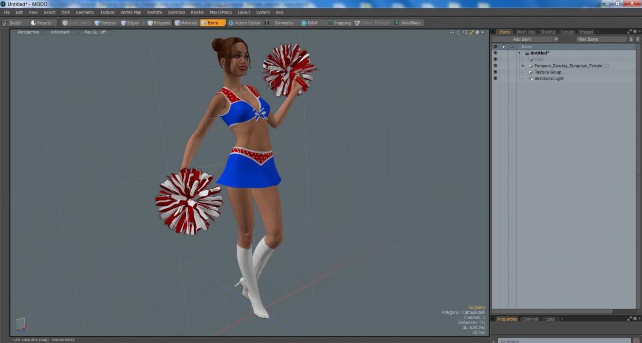 3D model Pompom Dancing European Female