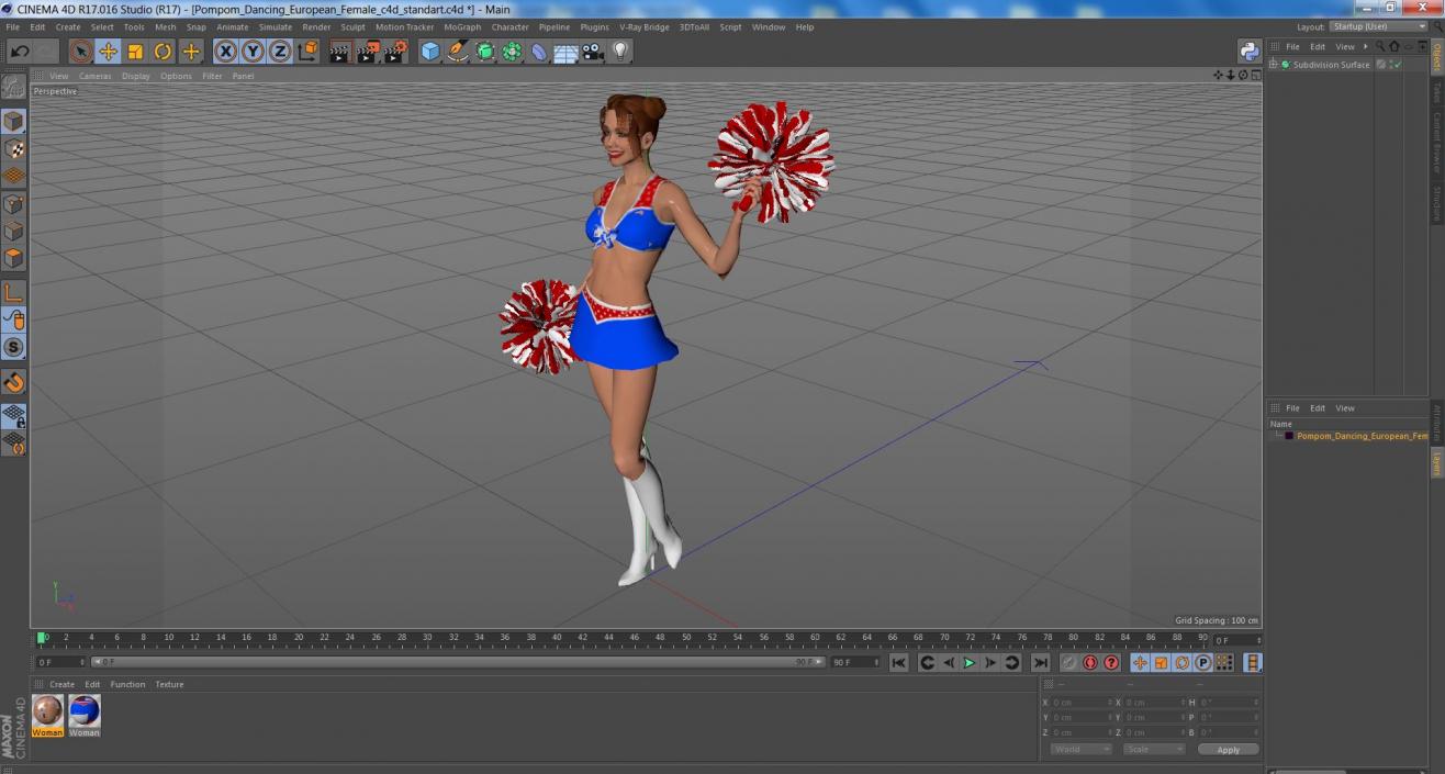 3D model Pompom Dancing European Female