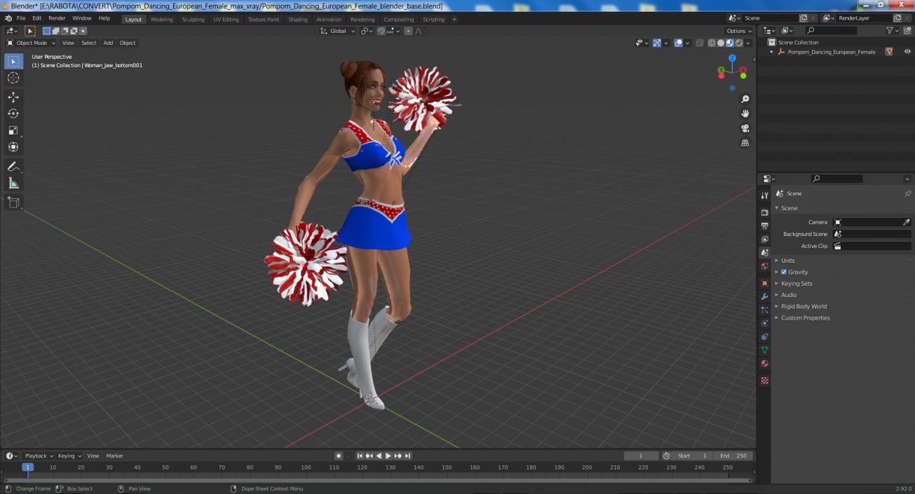 3D model Pompom Dancing European Female