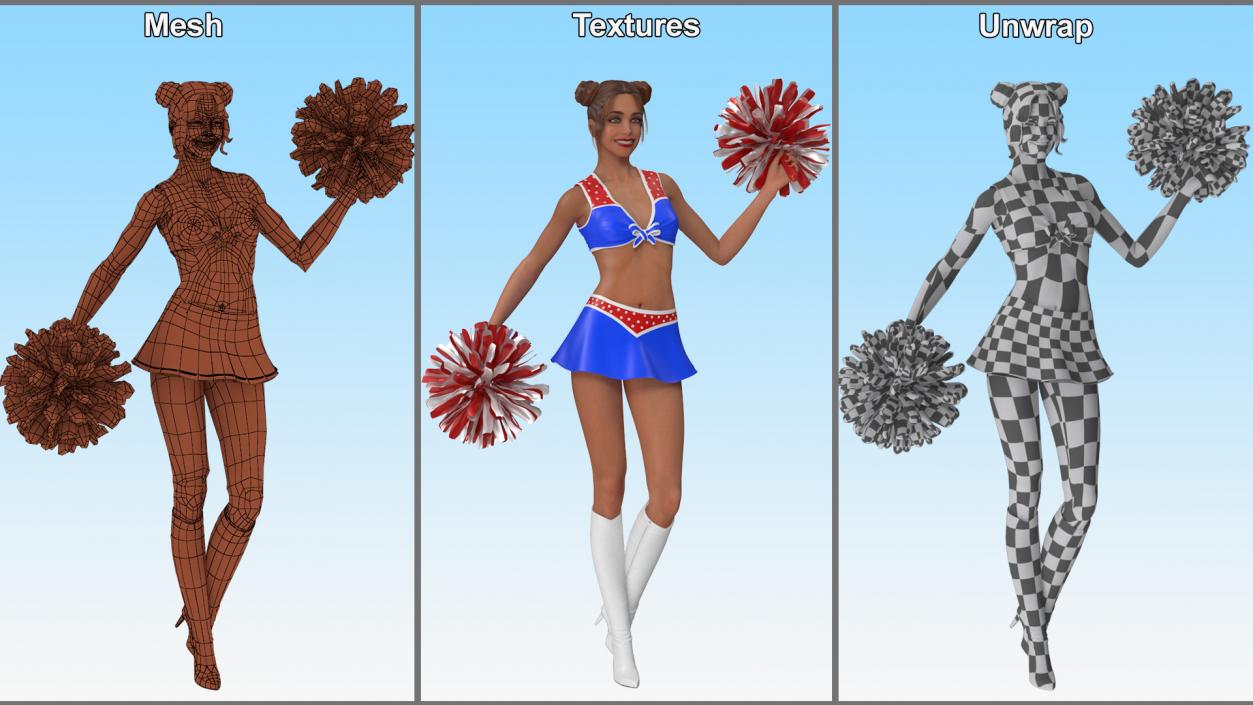 3D model Pompom Dancing European Female