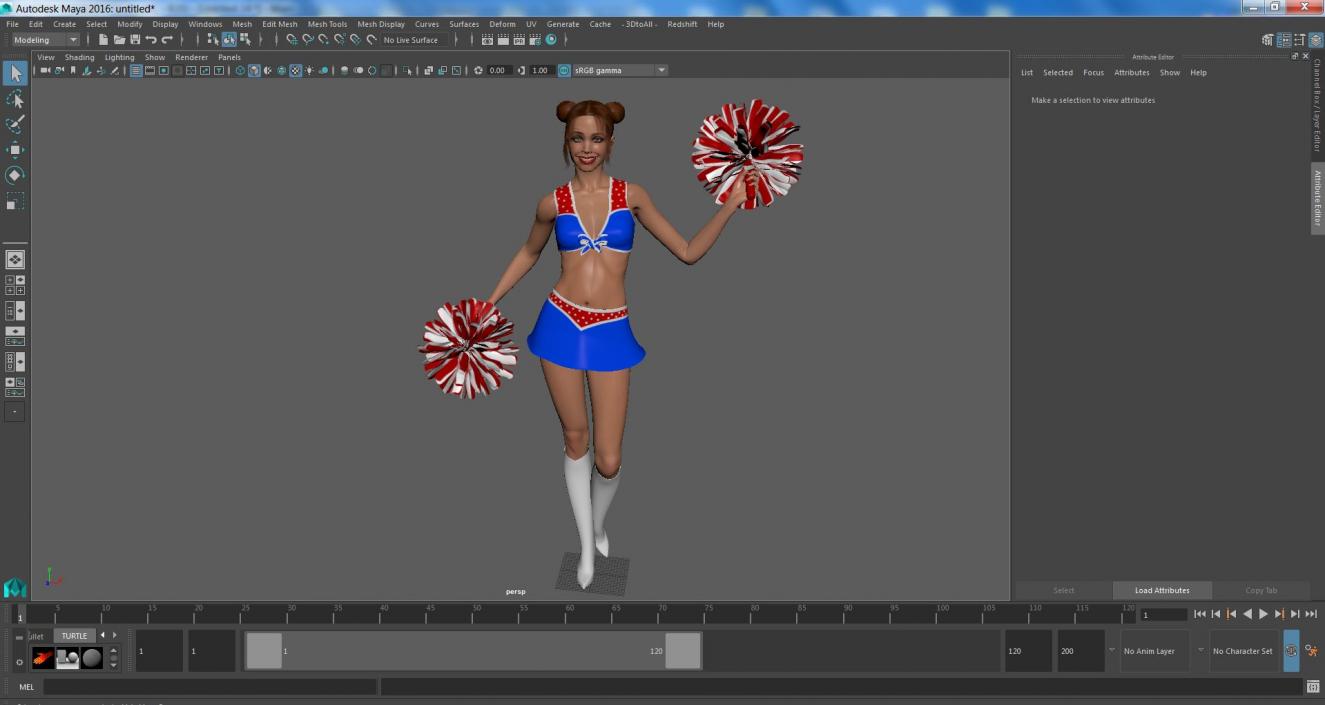 3D model Pompom Dancing European Female