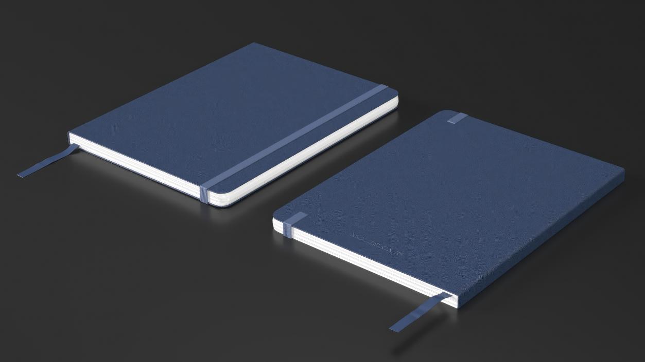 Hardcover Notebook with Bookmark Blue 3D