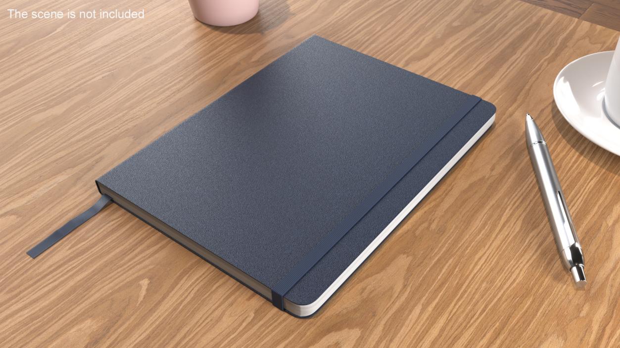 Hardcover Notebook with Bookmark Blue 3D