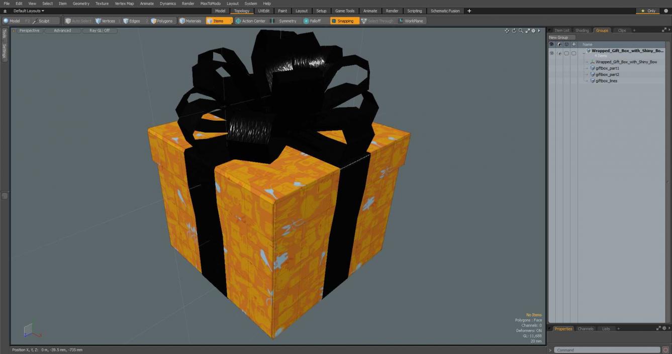 3D Wrapped Gift Box with Shiny Bow