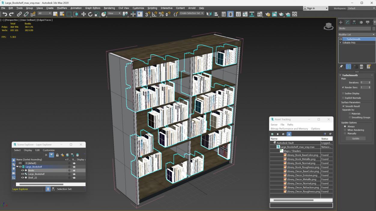 3D model Large Bookshelf