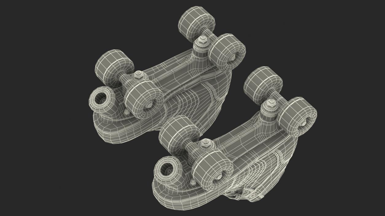 Quad Roller Skates Brown 3D model