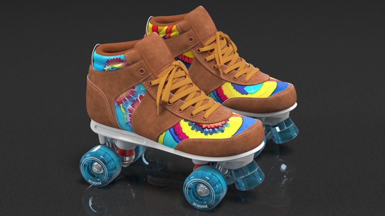 Quad Roller Skates Brown 3D model