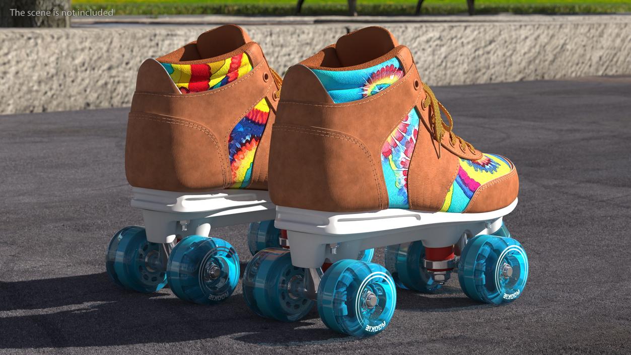 Quad Roller Skates Brown 3D model