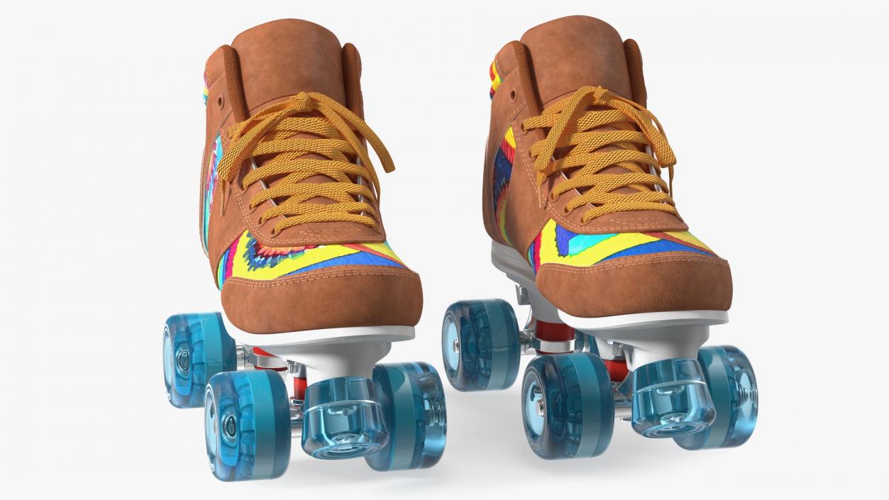 Quad Roller Skates Brown 3D model