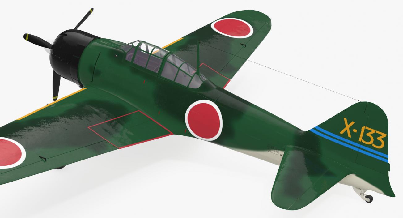 3D Fighter Aircraft A6M Zero Japanese Navy WWII Rigged