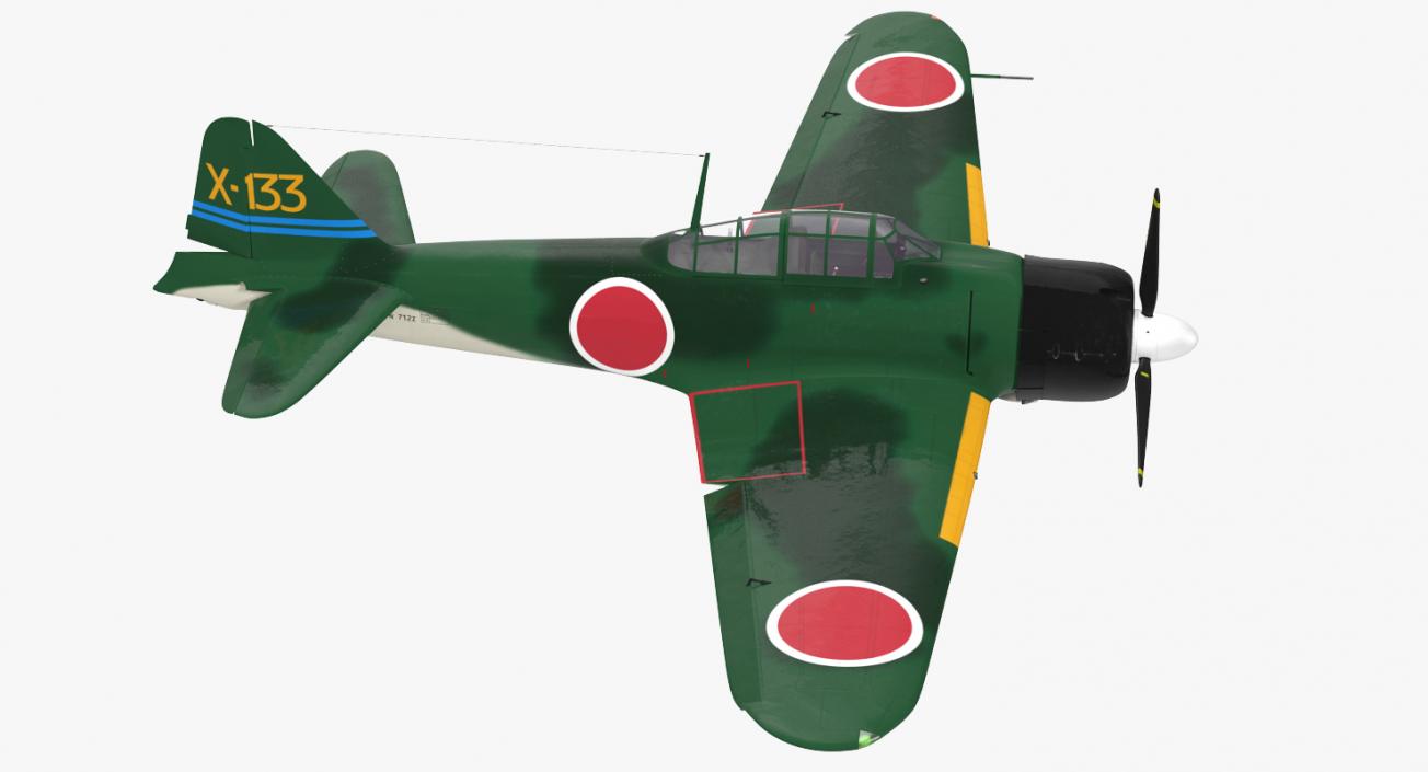 3D Fighter Aircraft A6M Zero Japanese Navy WWII Rigged