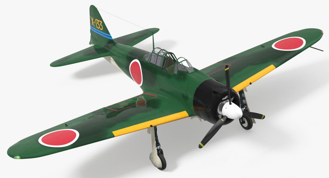 3D Fighter Aircraft A6M Zero Japanese Navy WWII Rigged