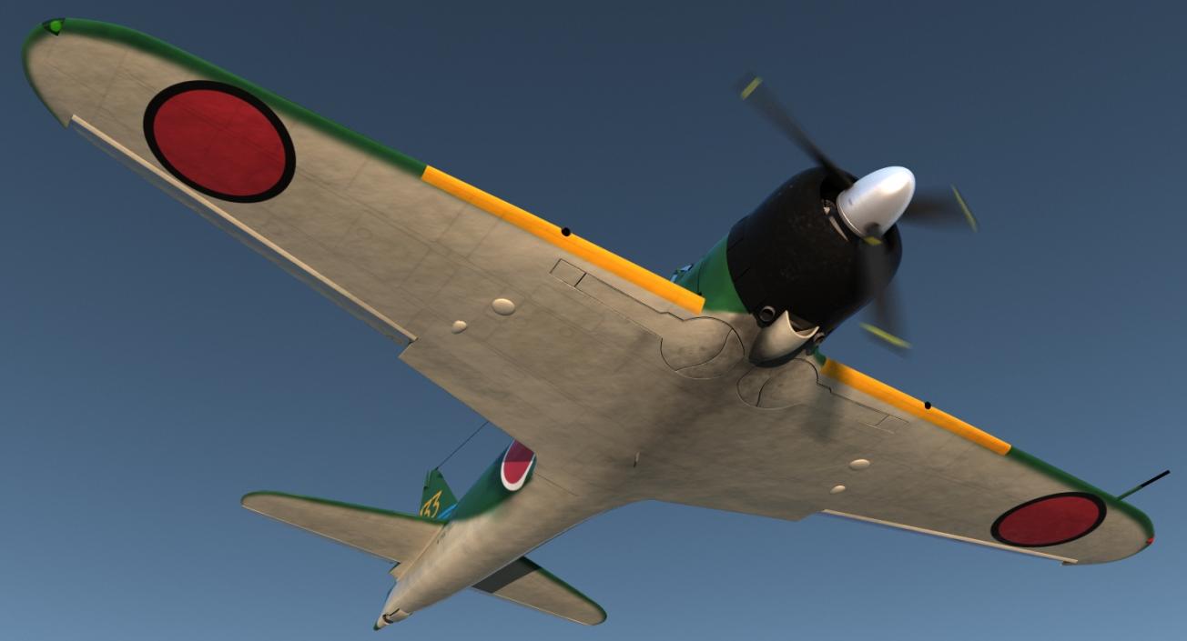 3D Fighter Aircraft A6M Zero Japanese Navy WWII Rigged