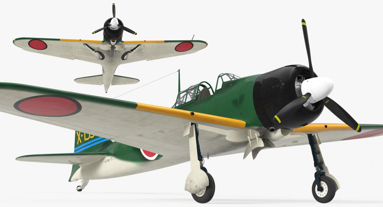 3D Fighter Aircraft A6M Zero Japanese Navy WWII Rigged