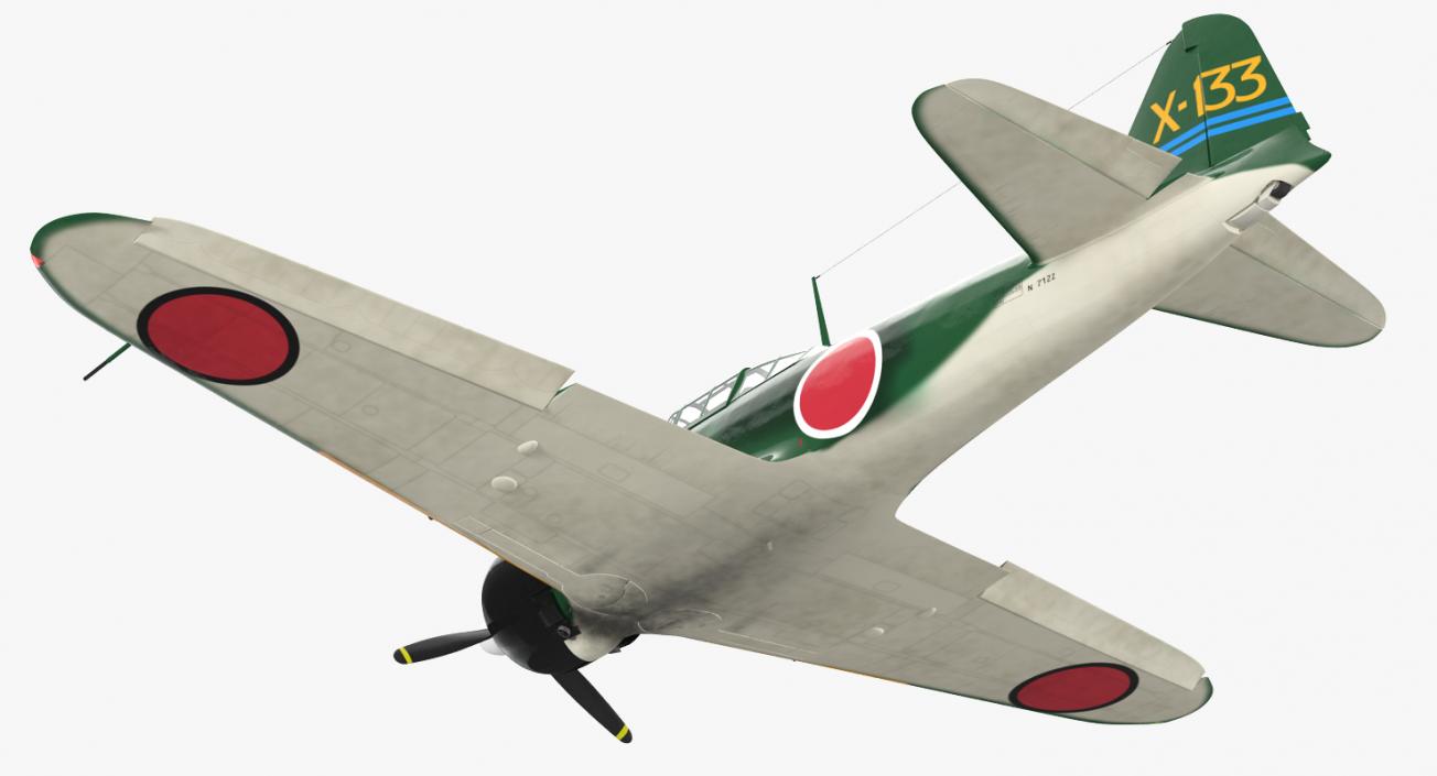 3D Fighter Aircraft A6M Zero Japanese Navy WWII Rigged