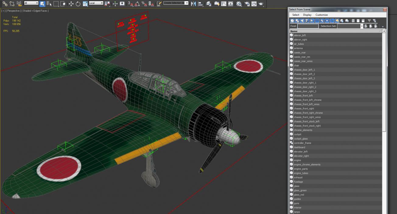 3D Fighter Aircraft A6M Zero Japanese Navy WWII Rigged