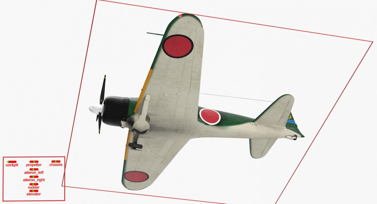 3D Fighter Aircraft A6M Zero Japanese Navy WWII Rigged