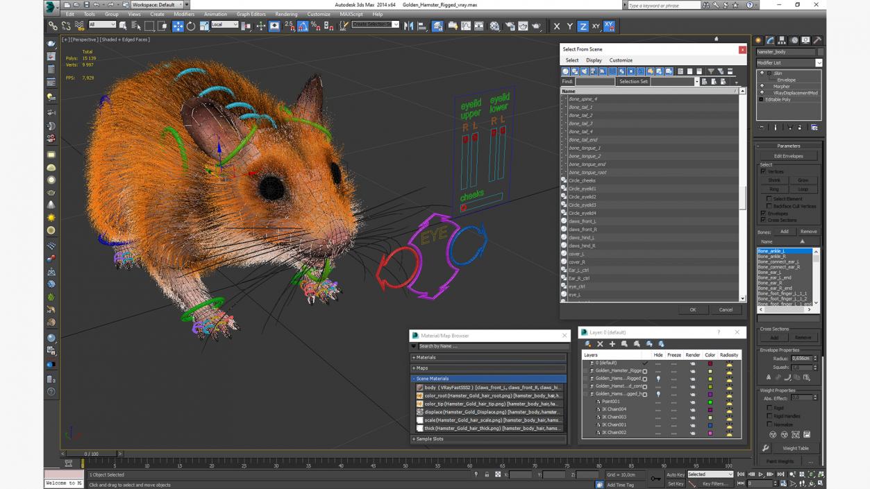 3D Golden Hamster Rigged