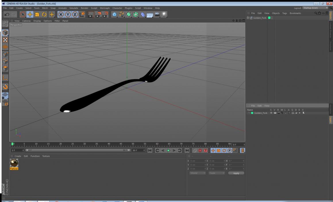 3D Golden Fork 2 model