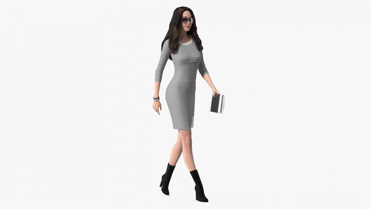 3D Chinese Woman Walking Pose