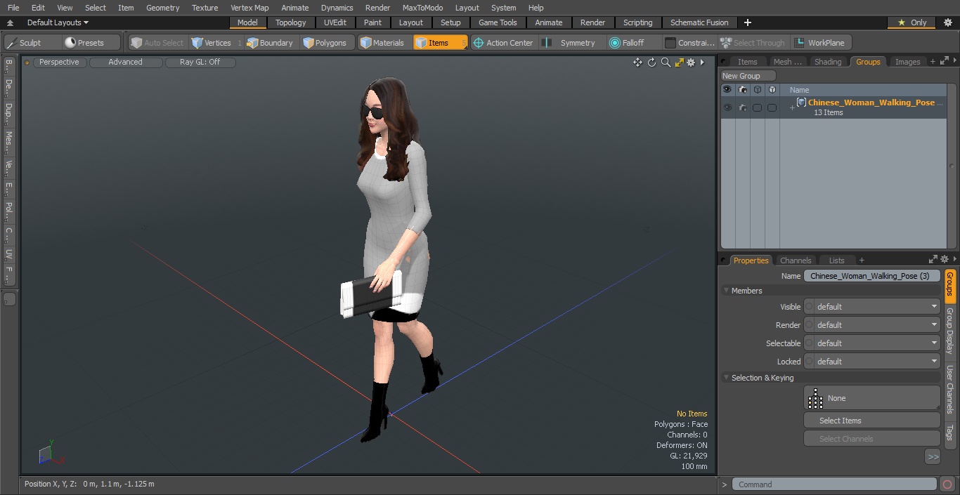 3D Chinese Woman Walking Pose