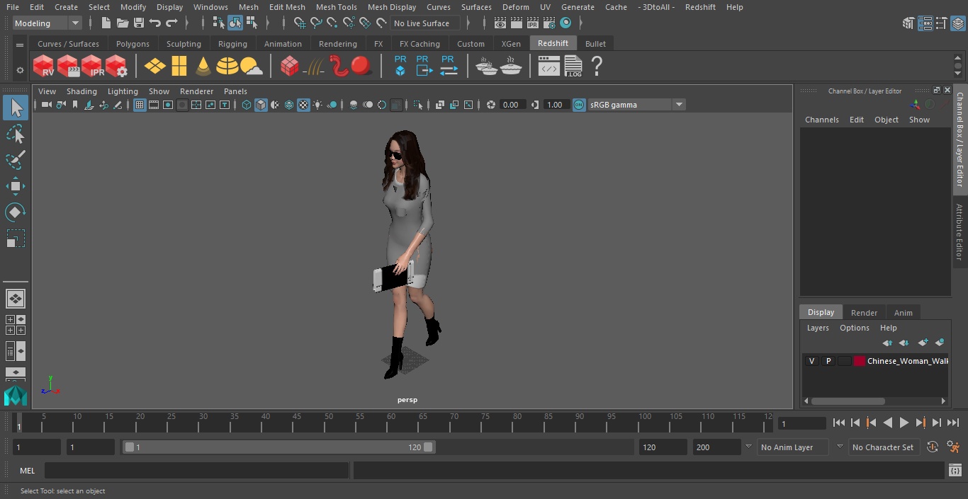 3D Chinese Woman Walking Pose