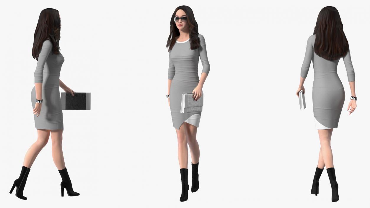 3D Chinese Woman Walking Pose