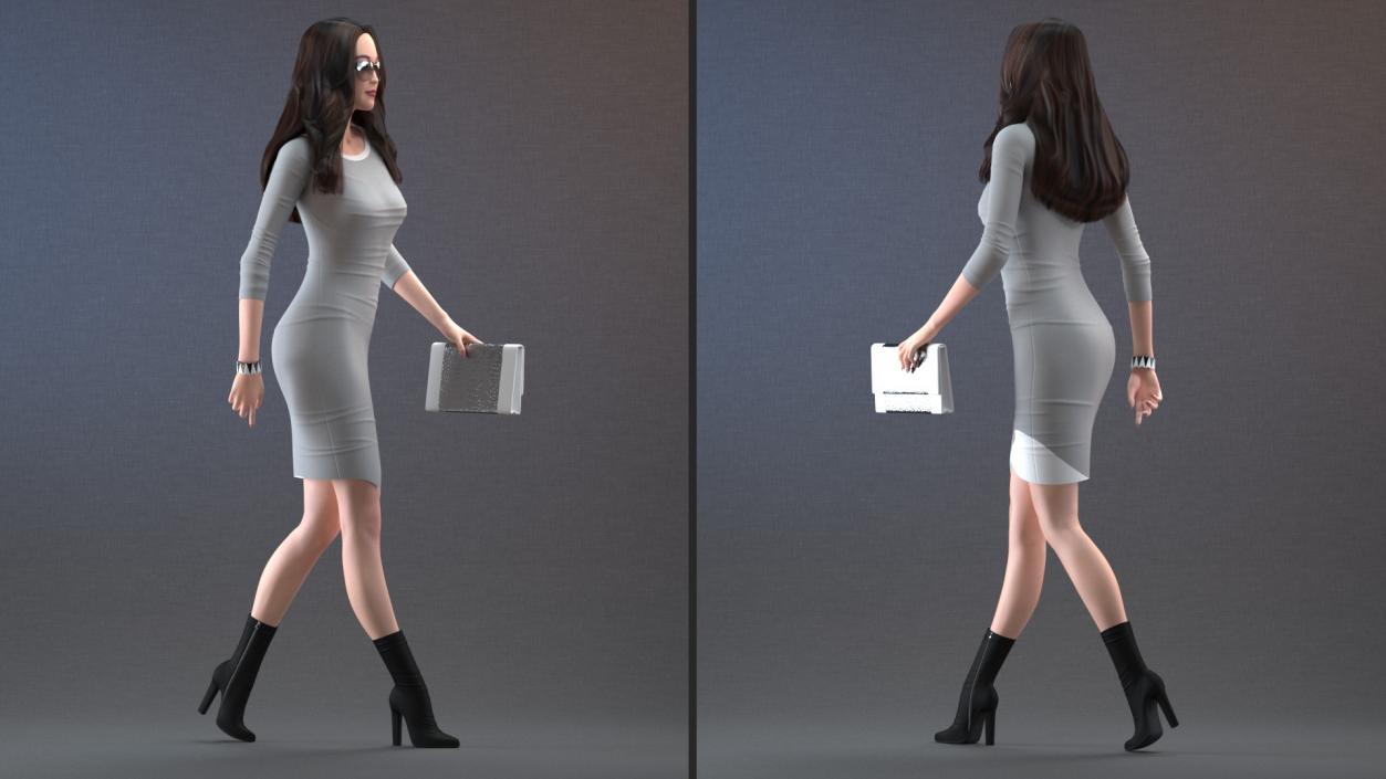 3D Chinese Woman Walking Pose