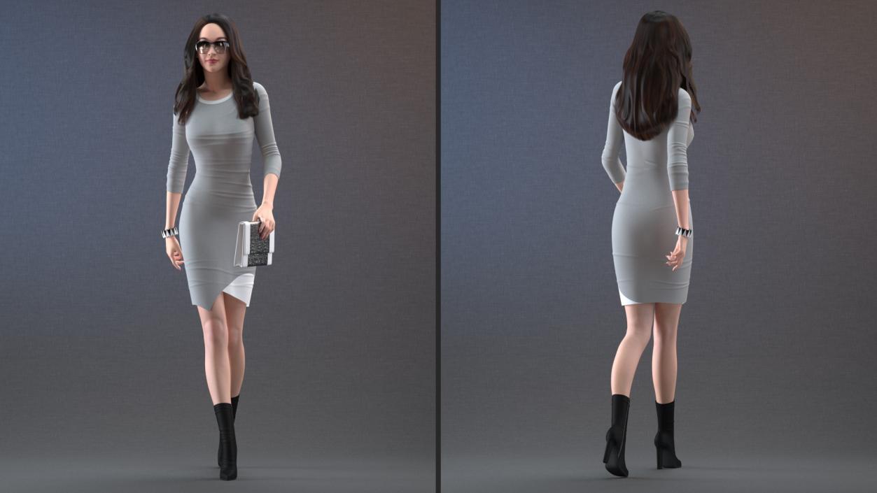 3D Chinese Woman Walking Pose