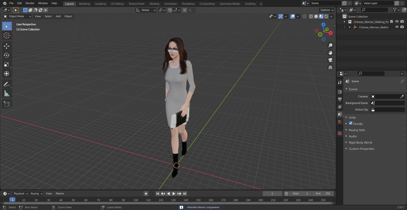 3D Chinese Woman Walking Pose