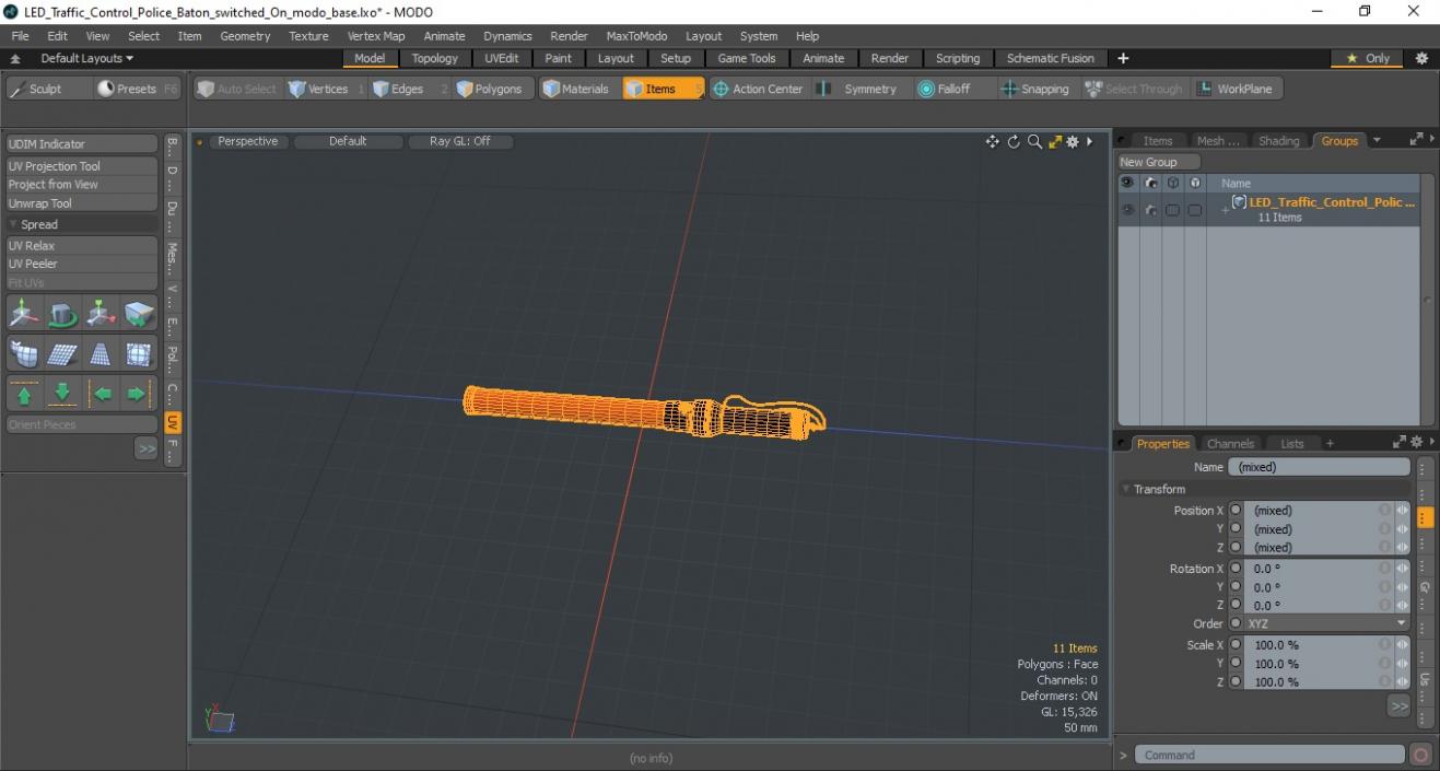 LED Traffic Control Police Baton switched On 3D model