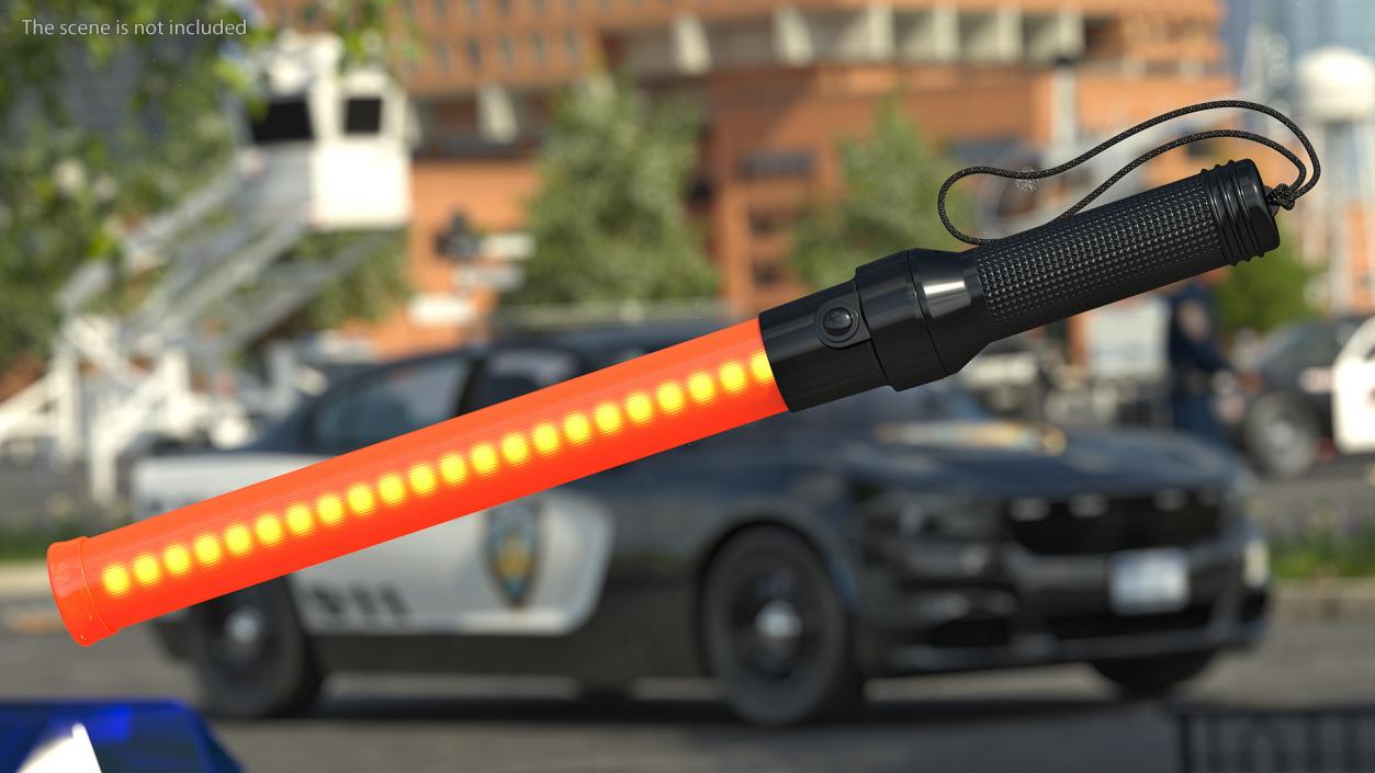 LED Traffic Control Police Baton switched On 3D model