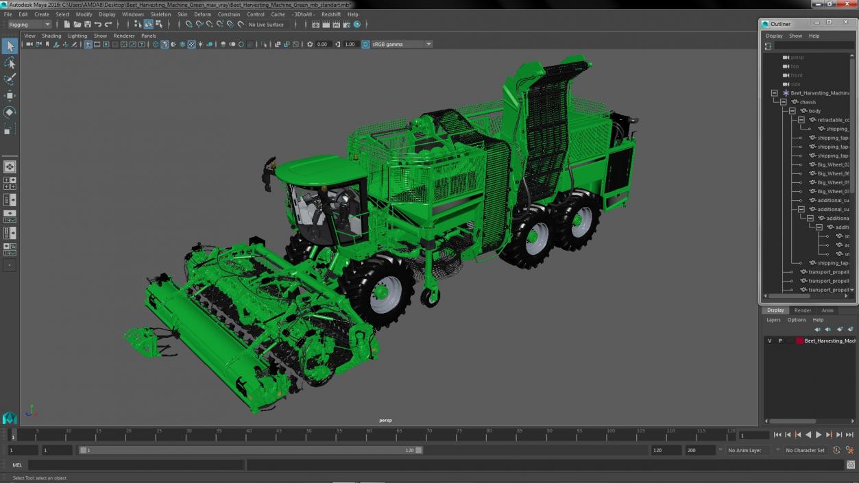 Beet Harvesting Machine Green 3D model