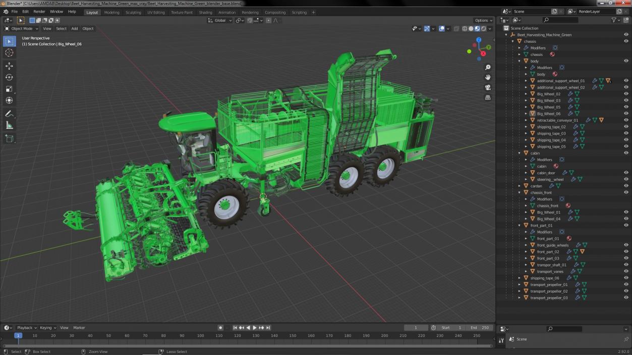 Beet Harvesting Machine Green 3D model