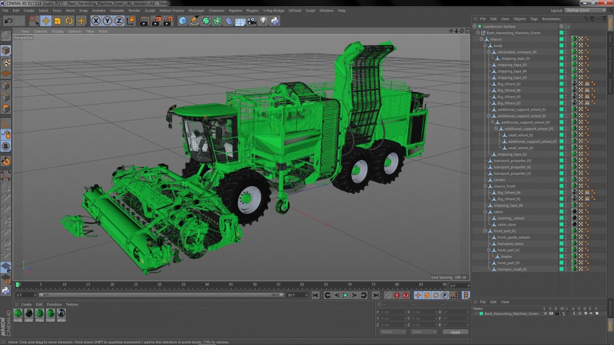 Beet Harvesting Machine Green 3D model