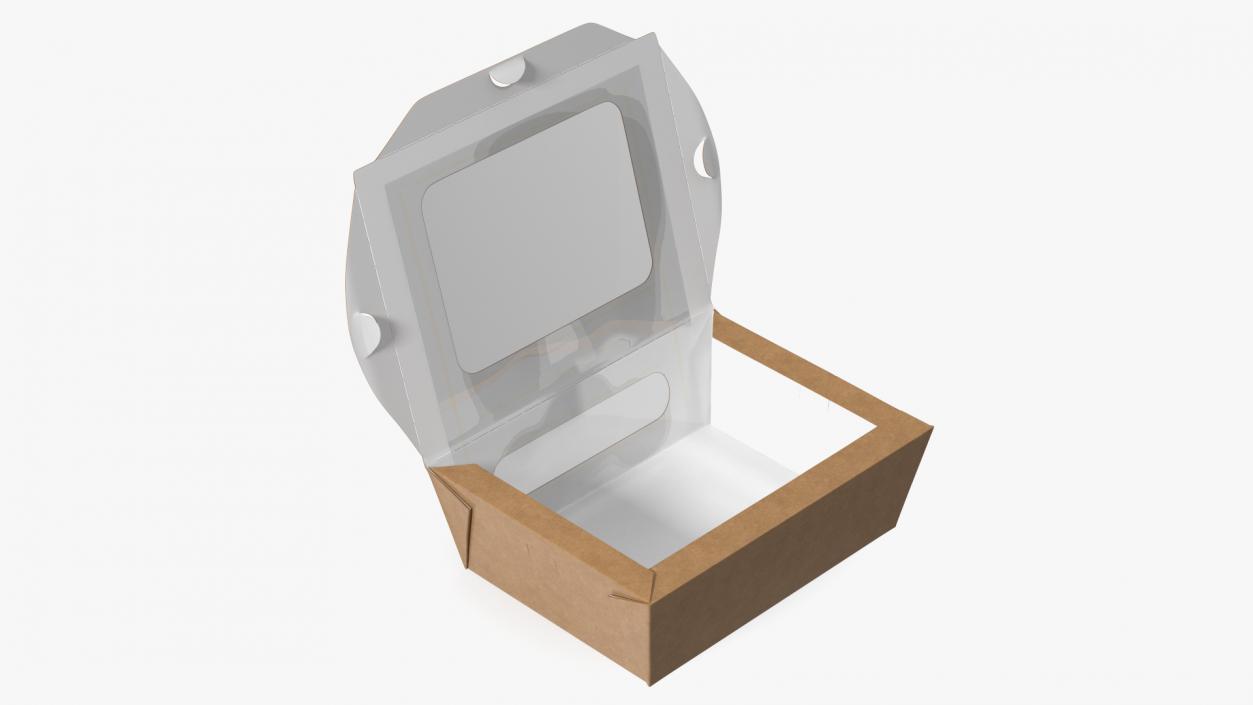 Opened Kraft Food Box with Window Small 3D model