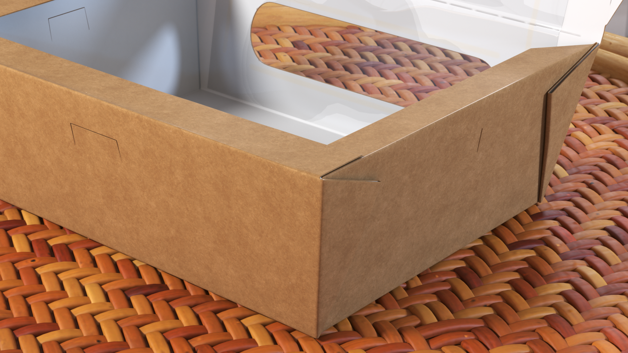 Opened Kraft Food Box with Window Small 3D model