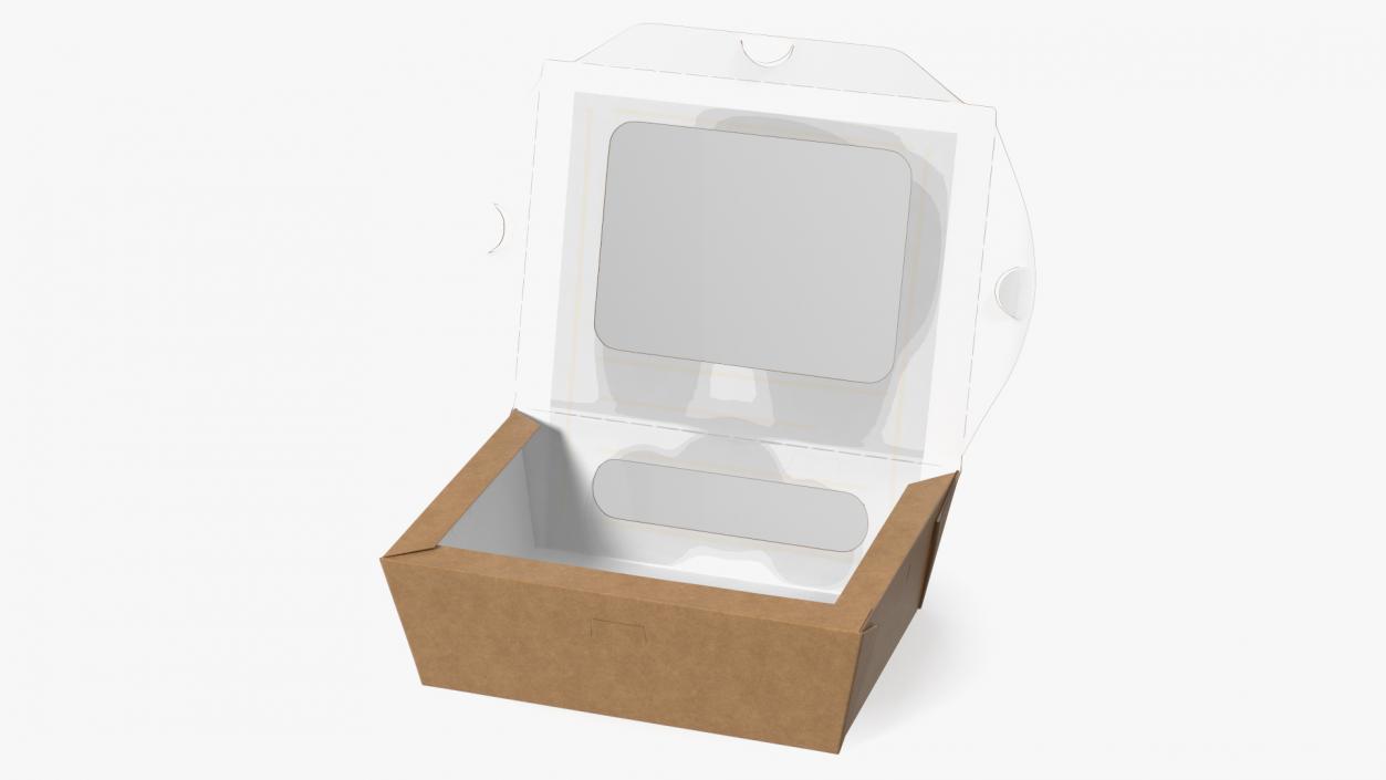 Opened Kraft Food Box with Window Small 3D model