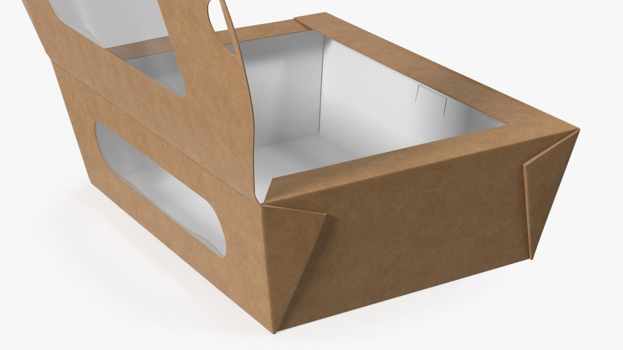 Opened Kraft Food Box with Window Small 3D model