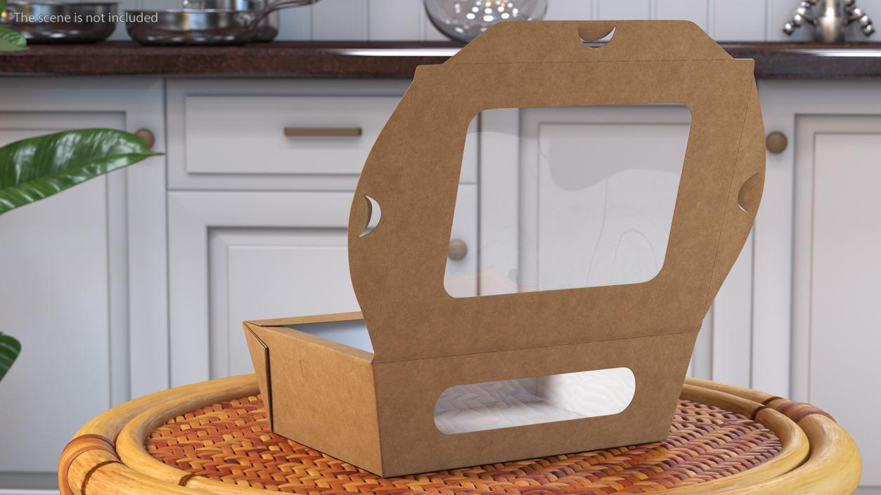 Opened Kraft Food Box with Window Small 3D model