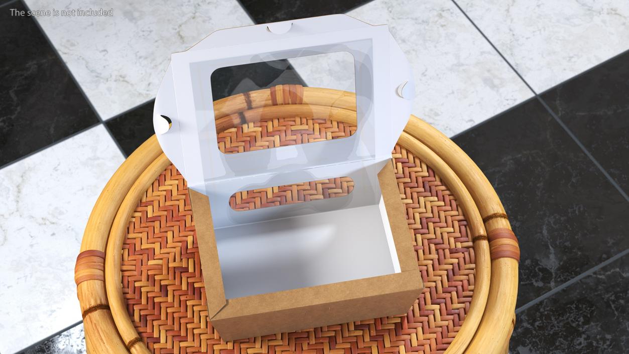 Opened Kraft Food Box with Window Small 3D model