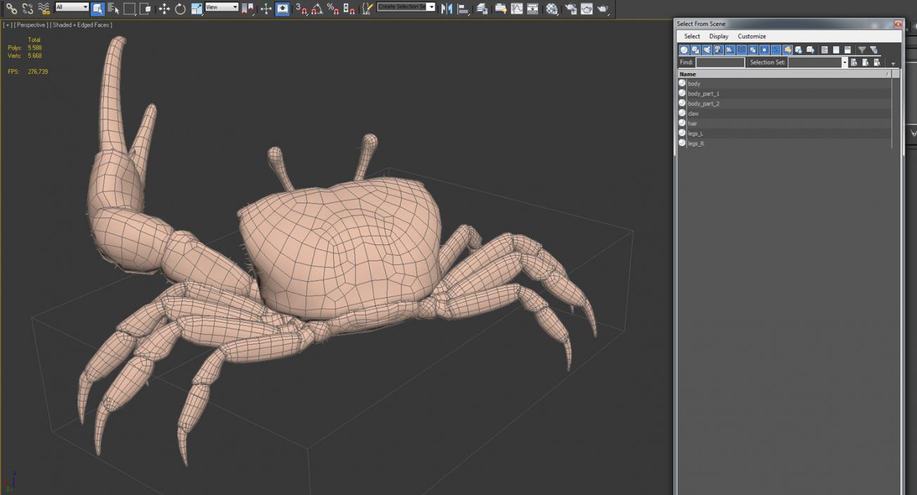 3D model Fiddler Crab Fighting Pose with Fur