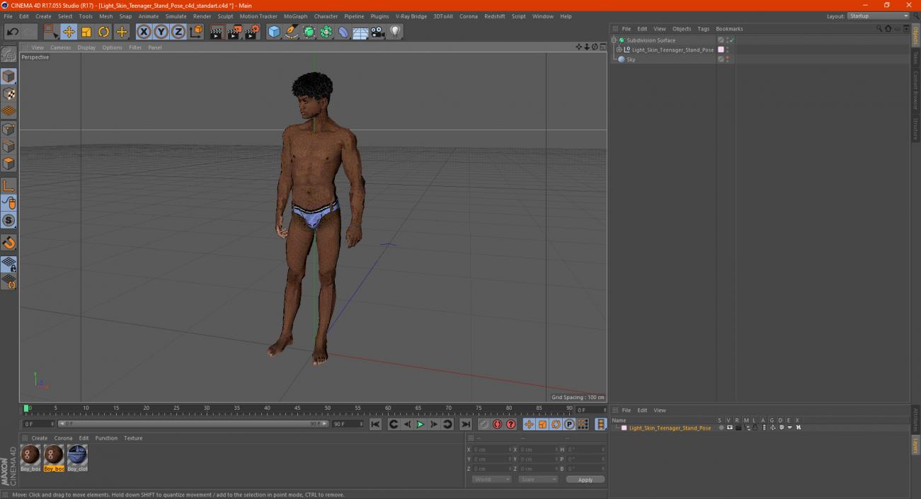 3D Light Skin Young Man Stand Pose